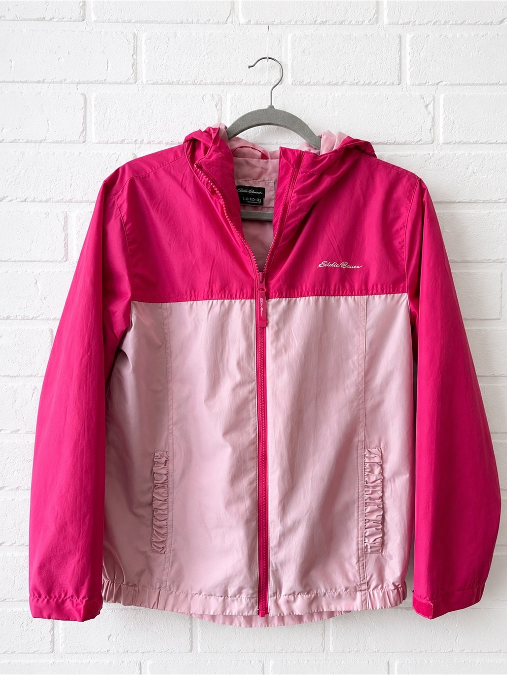 Eddie Bauer Girls Hooded Lightweight Windbreaker Jacket Pink Size 12/14